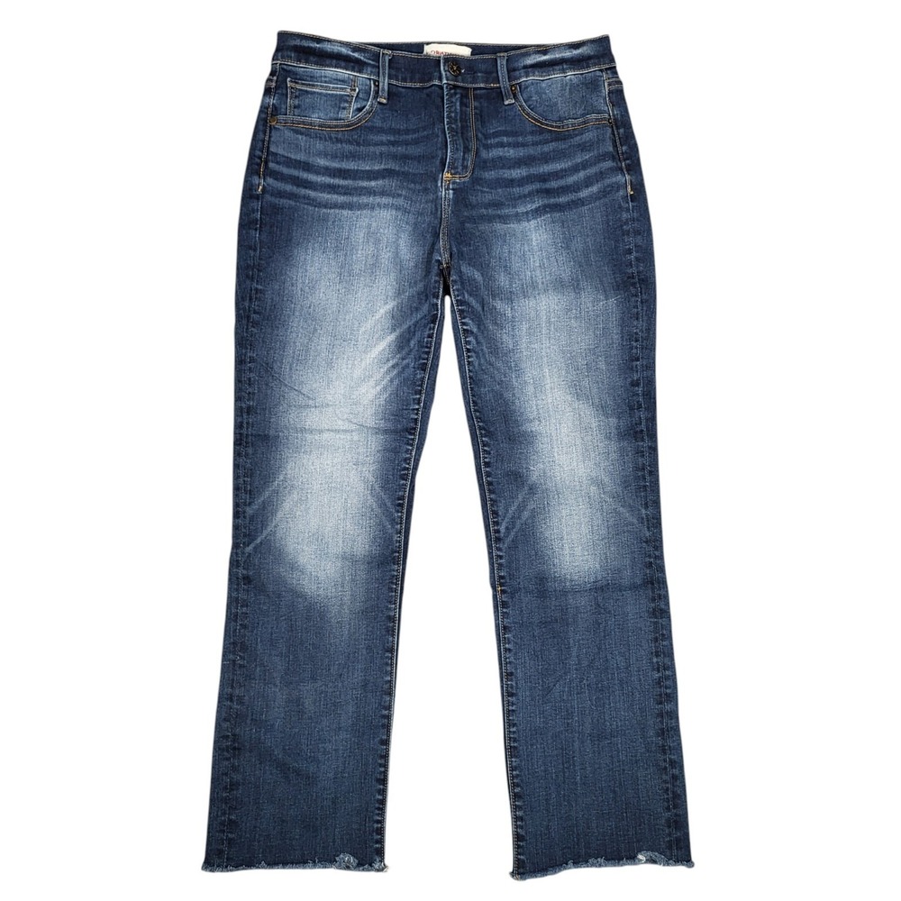Driftwood Jeans Womens 30x26 Colette Blue Raw Hem Whiskered Faded Stretch Denim